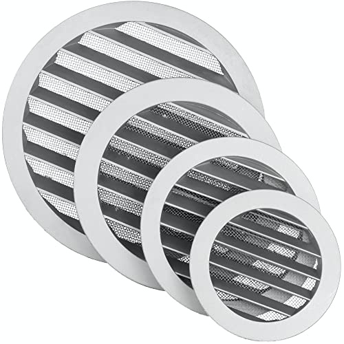 DOMUX Griglia di Aerazione & Ventilazione Rotonda 200mm in Lega di Alluminio con Zanzariera Inox - Interna ed Esterna, Muro e Soffitto. Ideale per VMC, Cappa, Estrattore - Resistente alle Intemperie e