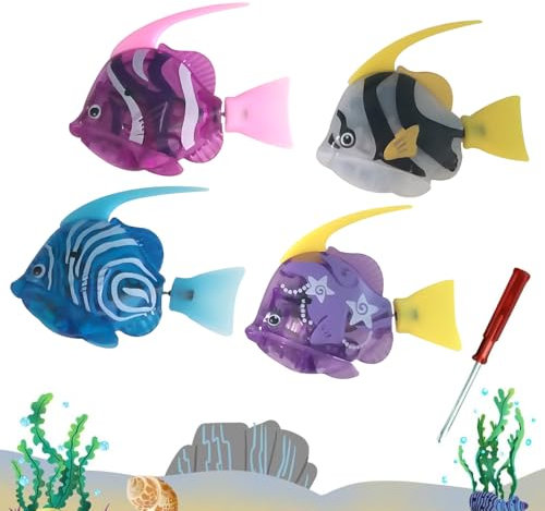 KQWVZ 4 Stück Robo Fish, Robofische mit Licht, Elektrische Fische für Kinder, Schwimmende Fische Spielzeug, Wiederverwendbare Roboter Fische, Schwimmende Fische Spielzeug für Kinder Haustiere