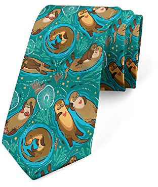 Unedskck Herren-Krawatte, Otter, Seetang und Korallen, Krawatte, 9,4 cm, mehrfarbig