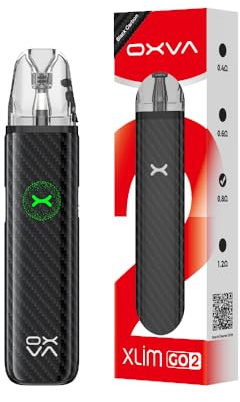 OXVA XLIM Go 2 Black Carbon – Pod Kit 2 ml (TPD), 1500 mAh, 30 W, USB-C, Top Fill y Airflow Slider | MTL & RDL | Solo hardware, sin líquido ni nicotina (sin sabor)