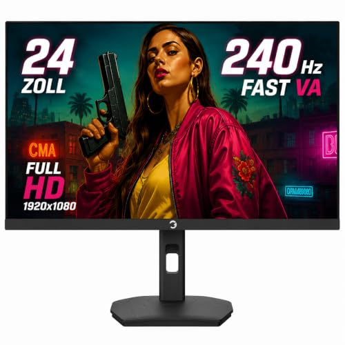 GAMEPOWER Lunis L20 24 Zoll 240Hz Gaming Monitor, 0,5ms MPRT, Full HD 1920x1080, Pivot & Höhenverstellung, HDMI 2.1, HDR400, FreeSync & G-Sync kompatibel, E-Sports FPS Bildschirm