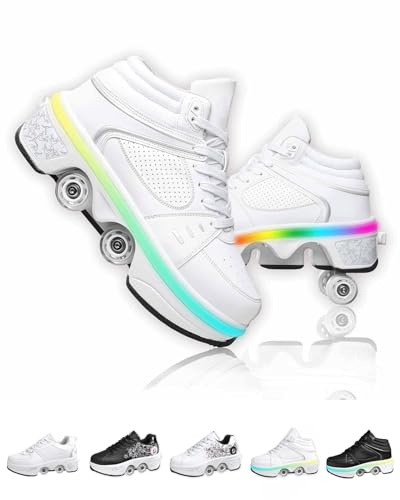 Schuhe Mit Rollen für Mädchen, Rollschuhe Damen Mit Einziehbaren Rädern,Roller Skate Shoes Als Weihnachts- und Geburtstagsgeschenke