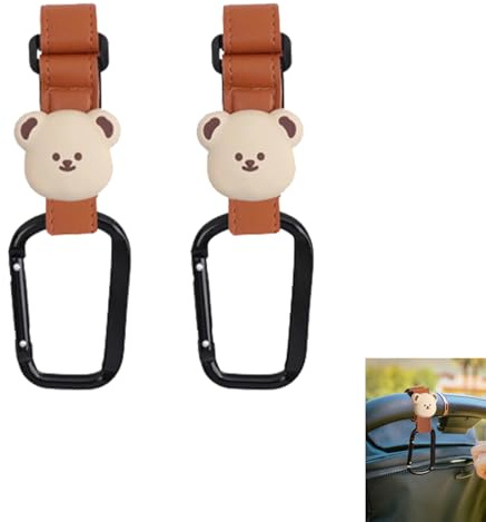 ZHERIKAH 2 Piezas Ganchos Carro Bebe, Mosqueton Colgador Universales, Gancho Multifuncional para Silla de Paseo, Adecuado para Remolques, Andadores y Remolques de Bicicletas