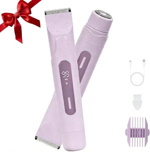Wendict Afeitadora Mujer, Profesional Rasuradora Cortapelos Corporal para Mujer Recortadora, con Recargable USB, luz LED, IPX7 Recortadora Mujer zona Intima (Púrpura)