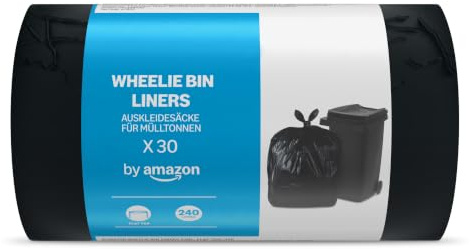 by Amazon Wheelie Bin Liners, Flat Top, 240 Litre, Pack of 30
