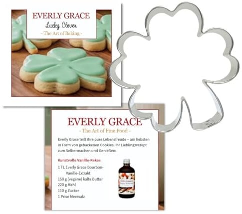 Everly Grace Lucky Clover Kleeblatt Ausstechform 9cm | Großer Keksausstecher in Kleeblatt-Form. Ideal für süße Glücksbringer zum Geburtstag, Silvester oder St. Patrick's Day