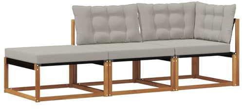 vidaXL Sectional Sofa Einheiten 3 Stück Natur Massivholz Akazie, Balkonmöbel, moderner Outdoor-Stil, langlebiges Akazienholz-Loungeset für chillige Gartenmomente