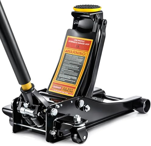 BREEZENEST 3 Tonne Heavy Duty Trolley Jack, Low Profile 85mm Hydraulic Floor Jack with High Lift 470mm for Cars & Vans Steel Construction, Dual Pump, Swivel Wheels (Yellow+Black)