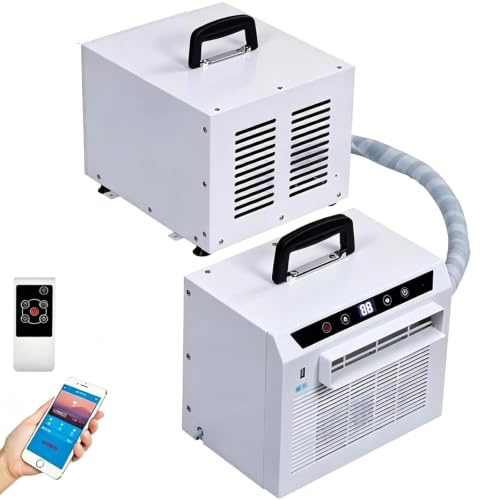 Split Luftkonditionering 3000 BTU, Portabel Camping AC med WiFi och Fjärrkontroll - 12H Timer, 130m³/h Luftflöde, Ingen Installation för Hem, Kontor och Camping