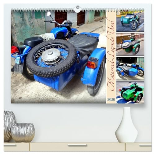 Motorrad-Legende Ural (hochwertiger Premium Wandkalender 2026 DIN A2 quer), Kunstdruck in Hochglanz: Motorrad-Oldtimer der sowjetischen Marke Ural in Kuba (CALVENDO Mobilitaet)