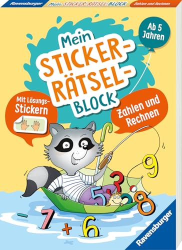 Ravensburger Mein Stickerrätselblock: Zählen und Rechnen - Rätselblock ab 5 Jahre, spielerisch Zahlen lernen, Rechnen lernen, Sticker, ab Vorschule