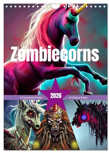 Zombiecorns (Wall Calendar 2026 DIN A4 Portrait), CALVENDO 12 Month Wall Calendar: A Fantastical Fusion of Undead Magic (CALVENDO Animals)