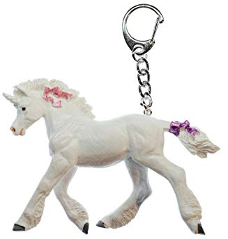 Miniblings Einhorn Schlüsselanhänger Pferd Pony Fantasy weiß rosa Schleife | Begleiter am Schlüsselbund, aus Berlin, in kleiner Serie hergestellt