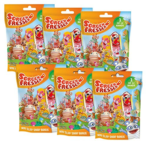 Craze Mini Slap SNAP Bands 6er Bundle Set Kinderarmbänder Sorgenfresser 59235, bunt