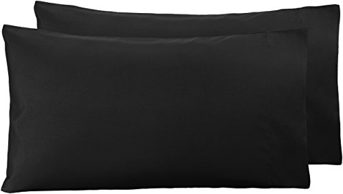 Amazon Basics Mikrofaser-Kissenbezüge, 50 x 80 cm, 2er-Pack, Schwarz