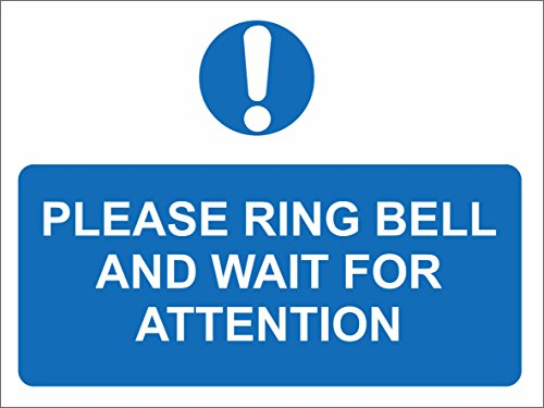 INDIGOS UG - Sticker - Safety - Warning - Please ring bell and wait for attention sign - Self adhesive vinyl 20x15cm