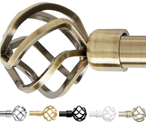 gb Home Collection Gardinenstangen aus antikem Messing, für Fenster, 71,1 bis 122,9 cm, warmes Gold, verstellbare Gardinenstange für Schlafzimmerfenster, Antik-Bronze