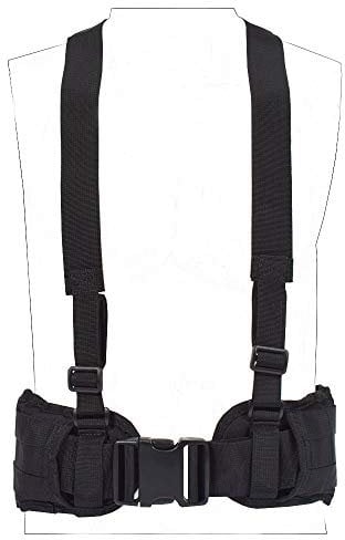 SINAIRSOFT Taktischer Taillengürtel mit X-Förmigen Hosenträgern Freie Träger Airsoft Combat Gepolstert Molle Gürtel Schwarz