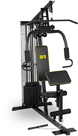 Gymrex Kraftstation Fitnessstation Multistation 5-in-1 GR-HG10 (max. Benutzergewicht 120 kg, inkl. Gewichtsplatten, Ersatzseilzug)