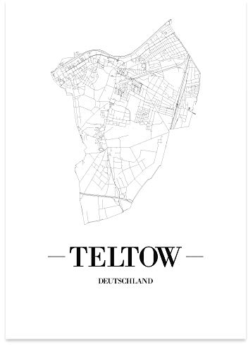 JUNIWORDS Stadtposter - Wähle Deine Stadt - Teltow - 30 x 40 cm Poster - Schrift A - Weiß