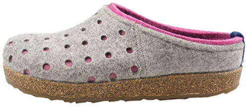 HAFLINGER Grizzly Holly Filzpantoffel Hausschuh Filzclog Grau (Steingraumeliert 384), Gr. 38