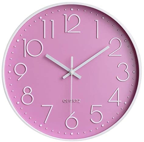 Taodyans Moderno Orologio da Parete Silenzioso Orologio da Cucina Quarzo da 30 cm (Rosa-Bianco)