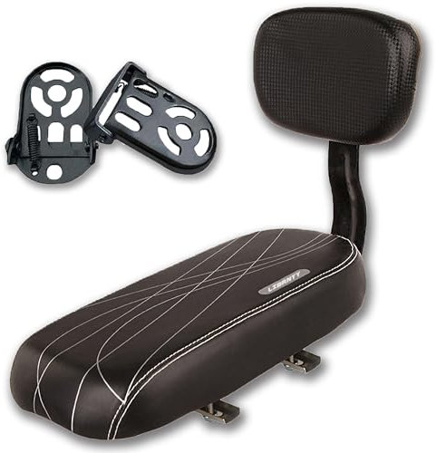 LIBRNTY Fahrradrücksitz,Kinder Sicherheits Fahrrad Rücksitz Zubehörsatz,Polstersattel mit Rückenlehne, für Kleinkinder, Kinder, Freunde, Lederbezug, für Befestigung am Gepäckträger (Schwarz (2))