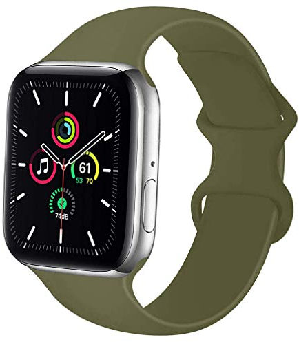 Lerxiuer Watch Strap 38mm 42mm 40mm 44mm 41mm 45mm Soft Silicone Band Replacement Wrist Strap Compatible with Apple Watch Series 7 6 SE Series 5 4 3 2,Dark olive 38/40/41mm-S/M