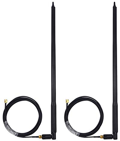 Kaunosta High Gain 22dbi WiFi Router Universal Omni-Direccional Antena 2pcs & 10ft RP-SMA Cable de extensión Macho a Hembra 2pcs para Wireless Network Router, PCI/PCIe Card, USB Adapter, IP Camera