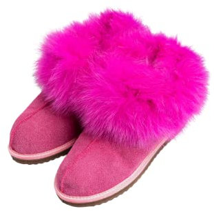 Stivaletto in pelle scamosciato con vera pelliccia di volpe | Art. Monte Rosa | Foderato in vera pelliccia di montone 100% Made In Italy Fucsia Taglia 42