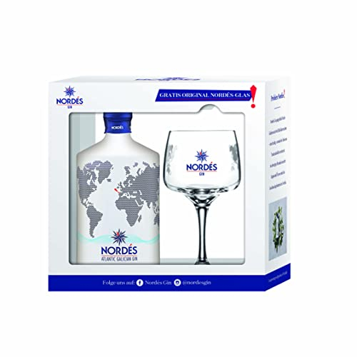 NORDES Gin 40% vol. – Fruchtiger Gin aus Spanien mit Glas – Geschenkbox inkl. Original Nordés Glas (1 x 0,7l)