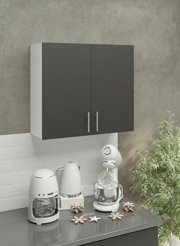 JD Greta 800mm Kitchen Wall Cabinet with Doos – Wall Unit – Dark Grey Matt (Anthracite) – Modern Storage Cupboard