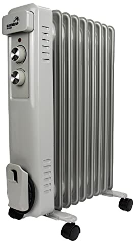 Globewolf OIL Filled Radiator Heater 9 Fin Electric 2KW Free Standing Portable Oil Radiator with Thermostat Control - 3 Heater Settings, Built in Safety Features