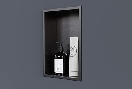 Wandnische aus Edelstahl NT203010X - 20 x 30 x 10 cm (B x H x T) Einbauregal, flexibler Einbau- Ideale Duschablage - Farbe:Gunmetal