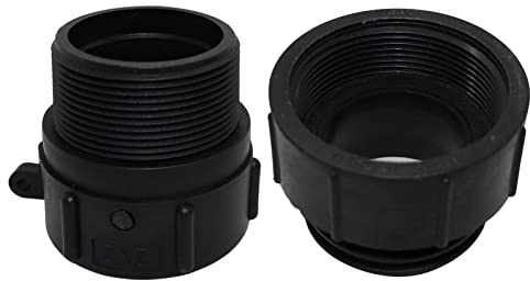 Wassertank Adapter Für IBC Container Adapter Feingewinde/Grobgewinde 60mm Kunststoff Tank Behälter Mit DN50 Kugelhahn & 60mm Grobgewinde Für 1000L IBC Wassertank, IBC Container Regenwassertank