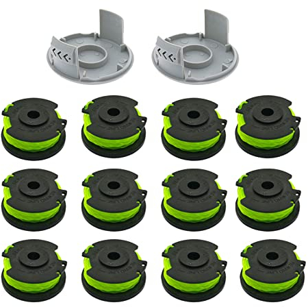 Line String - Bobina di ricambio per decespugliatore, 6,1 m 0,2 cm, compatibile con tagliaerba Ryobi RAC143 RLT36B33 e RY36LT33A-0 (12 bobine + 2 tappi)