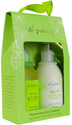 Di Palomo Vegan White Grape & Aloe Handcare Essential Collection. 240ml Hand Soap & Hand & Body Loton. Luxury Hand Wash & Hand Cream. Pamper Gifts for Women. Hand & Body Moisturiser. Vegan Gifts.