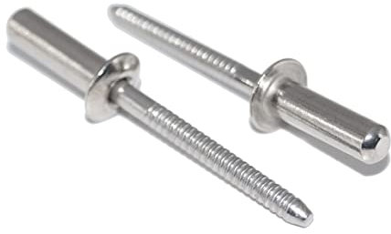 Lot de 40 rivets aveugles 4,8 x 16 mm en acier inoxydable A2 (V2A) avec tête plate, forme B, rivets pop fermés DIN 7337 - ISO 16585