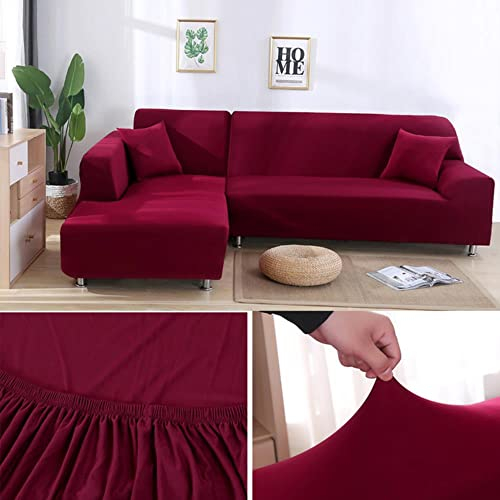 MicroMall Einfarbige Sofabezug für Wohnzimmer, elastische Eckcouch Chaiselongue Schonbezüge Stuhlschutz