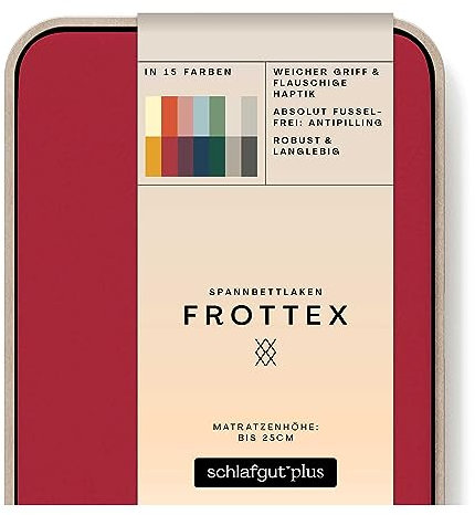 schlafgut Frottex Spannbettlaken 140x200cm bis 160x200cm - Red Deep - 75% Baumwolle, 25% Polyester, Oeko-TEX Zertifiziert - Matratzenhöhe bis 25 cm, Frottee Bettlaken