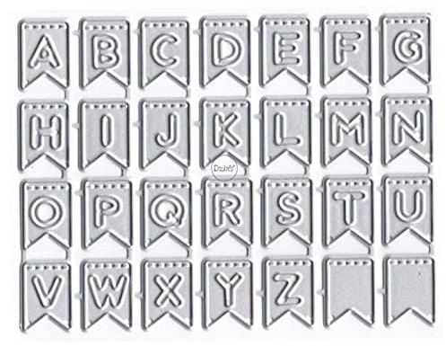 DzIxY 26 Großbuchstaben Metall-Stanzformen für Kartenherstellung, Prägepapier, Stanzformen, Scrapbooking, Maschinen, Schablonen, Aufbewahrungstaschen, Zubehör