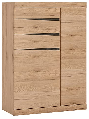 Highboard Anrichte Kommode 86x119,5x40 cm (BxHxT) mit 2 Türen 3 Schubkästen in Eiche Nb. Wenge braun