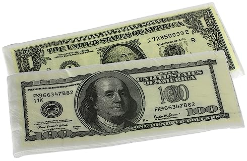 10 Servietten, doppelschichtig, für Geburtstagsparty, Thema Banknote, 1 (eine) Dollar + 10 Servietten für 100 Dollar (34 x 33 cm)