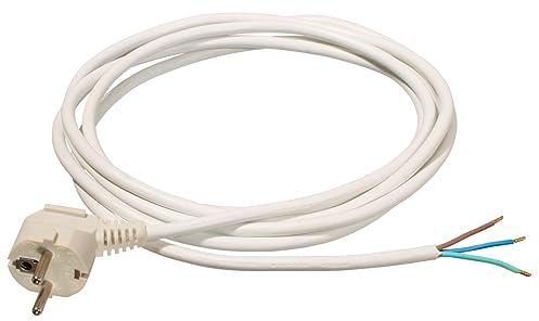 as - Schwabe Cable de conexión de 2 m H05VV-F 3G1,5, cable de conexión, conector de protección de contacto con cable, cable de conexión de 30 mm, revestido con casquillos, cable de alimentación 230 V,