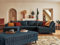 Lisa Design Rune – Wohnlandschaft rechts – 7-Sitzer – mit hocker – aus Cord Nachtblau