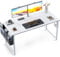 ODK Computer Desk 120 x 48 cm, Small Office Desk with Storage Bag, Writing Study Desk for Home Office, PC Desks and Workstations for Small Spaces, Easy Assembly, White