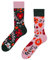 Dedoles Socken Unisex Damen Herren & Kinder Baumwolle viele lustige Designs 1 Paar Geschenk links rechts verschieden, Farbe Rosa, Motiv Blumenliebe, Gr. 39-42