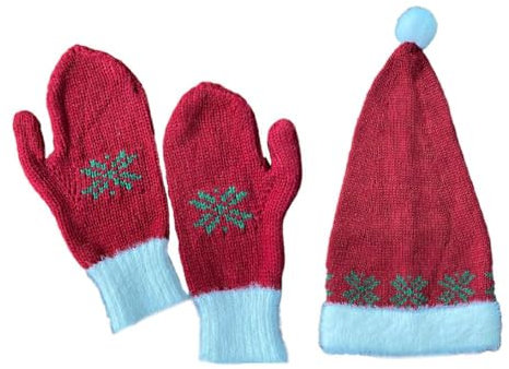 Ranuw Karneval Weihnachtsmann Handschuhe Mit Schneeflockenmuster Warme Handschuhe Für Erwachsene Weihnachtsmützen Für Damen Herren Kinder Geschenk Lustige Weihnachtsmütze Für Erwachsene