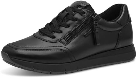 Tamaris Comfort Damen Sneaker flach mit Schnürsenkeln mit Reißverschluss, Schwarz (Schwarz Nappa), 40 EU