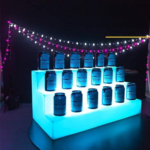 LoJax LED-Flaschenständer Bar 3-stufig Bunt Auswechselbar Leuchtendes Weinregal Spirituosenregal Für Wein, Bier, Sekt Oder Softdrinks Mit Fernbedienung